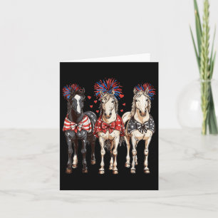 Cartão Cavalos Fogo Patriótico de Bandeira Americana