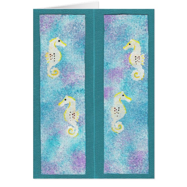 Cartão Cavalos-marinhos-cúpula sobre marcadores azuis e r (Frente)