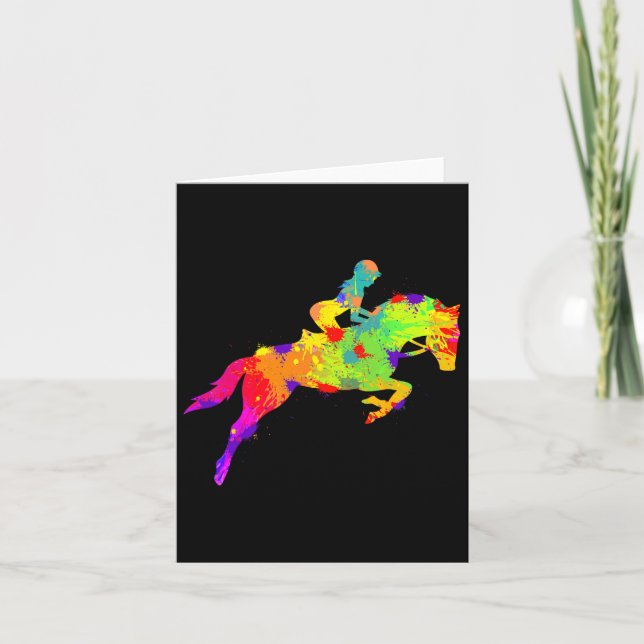 Cartão Cavalos Meninas Cavaleiras Cavaleiras Andando Cava (Frente)