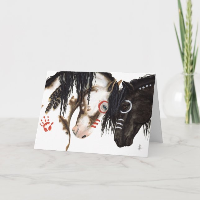 Cartão Cavalos Nativos Americanos Majestosos por BiHrLe C (Frente)