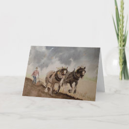 Cartão Cavalos Pesados Voando sob um Vazio de Céu Pesado