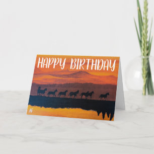 Cartão Cavalos Selvagens de Montana Pintura de Alfred Fox