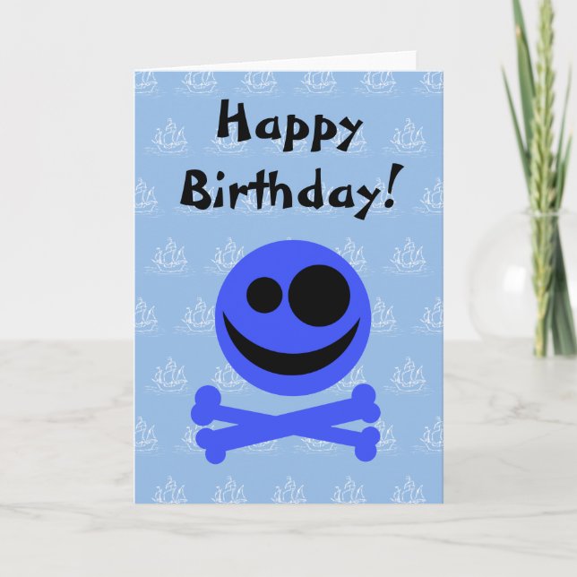 Cartão Caveira Azul e Crossbones. (Frente)