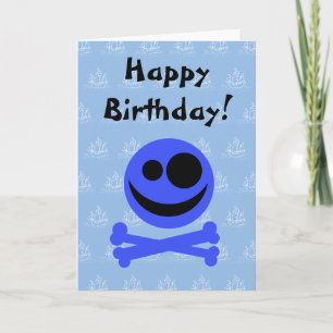 Cartão Caveira Azul e Crossbones.