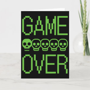 Cartão Caveira de Game Over de Jogo de Vídeo Retro Pixel 