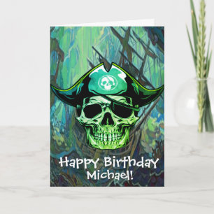 Cartão Caveira de Pirata Capitão Cruz de Ossos Carta de N