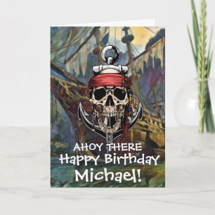 Cartão Caveira de Pirata Capitão do Navio Carta de Ossos 