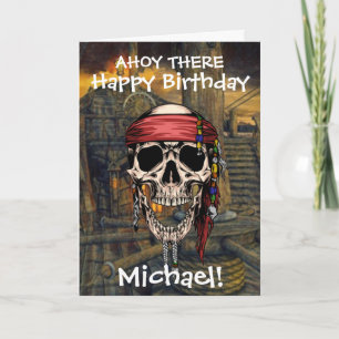 Cartão Caveira de Pirata Capitão Ossos Cruzados Carta de 