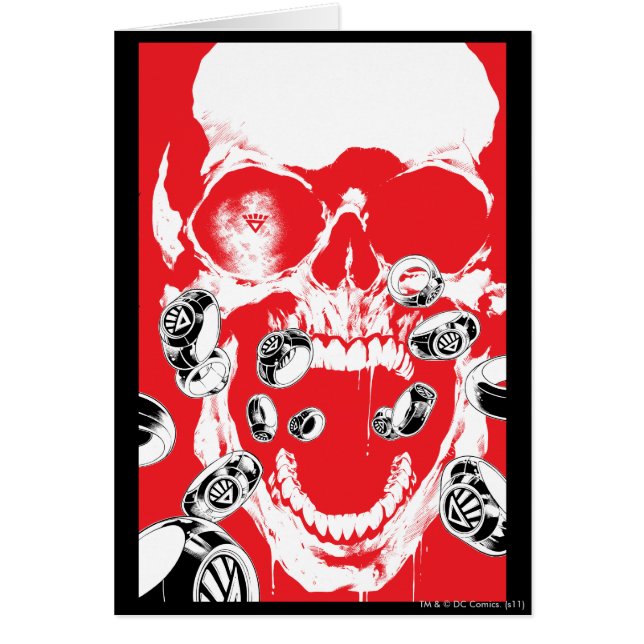 Cartão Caveira e anéis - Vermelho (Frente)