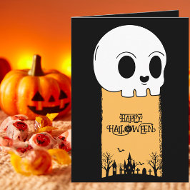 Cartão Caveira Esqueleto Cemitério Preto Gótico Halloween