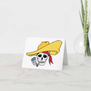 Cartão Caveira Fumante de Halloween com Bandana Cartoon