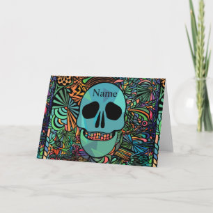 Cartão Caveira Hippie de Halloween Thunder_Cove