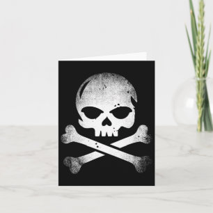Cartão Caveira Pirata Cruzada e Ossos Cruzados Desgastado