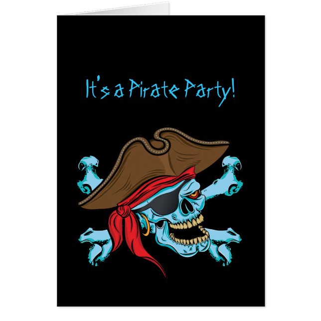 Cartão Caveira Pirata e Crossbones (Frente)