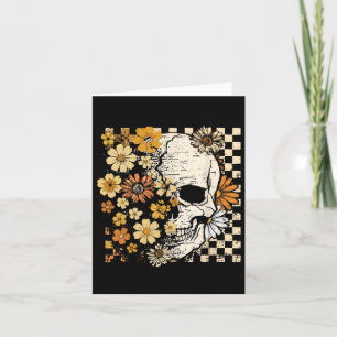 Cartão Caveira Retro Esqueleto Floral Outono Espiritual H