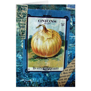 Cartão Cebolas colagem de cinco centavos