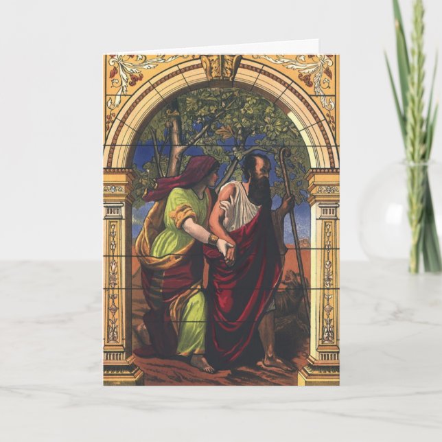 Cartão Cego Tobit e Esposa Anna, Religião Vintage (Frente)