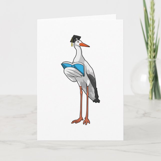 Cartão Cegonha como Professora com Livro (Frente)