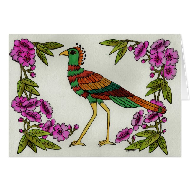 Cartão Cegonha nas flores (Frente Horizontal)