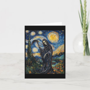 Cartão Ceifador Esqueleto - Estilo Van Gogh - Noite Estre