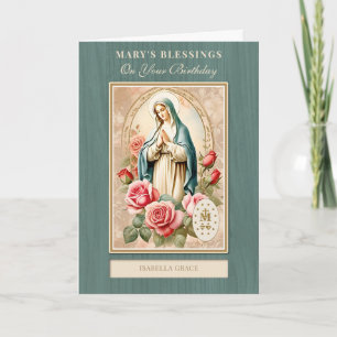 Cartão Celebração Católica de Aniversário Virgem Maria