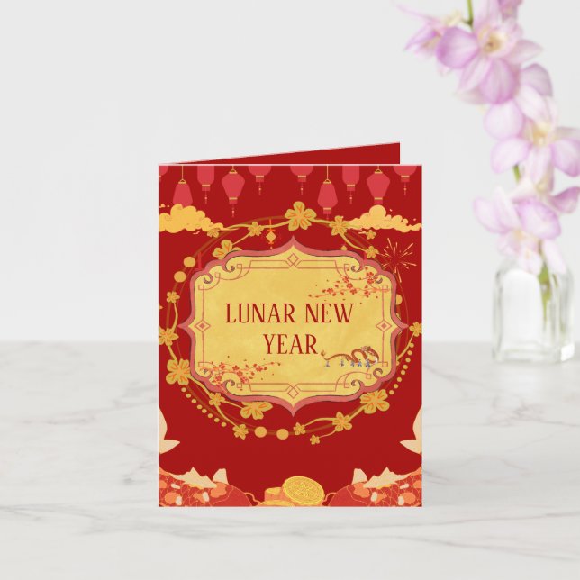 Cartão Celebração de Ano Novo Lunar: Uma Noite de Alegria (Orquídea)