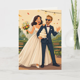 Cartão Celebração de Casamento Alegre