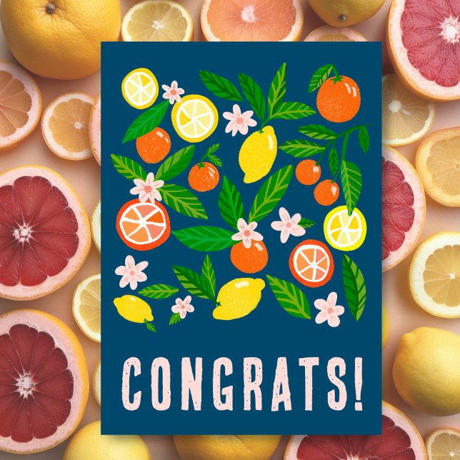 Cartão Celebração de Citros PARABÉNS Personalizados Color (Citrus Celebration Custom Colorful CONGRATULATIONS Greeting Card
)