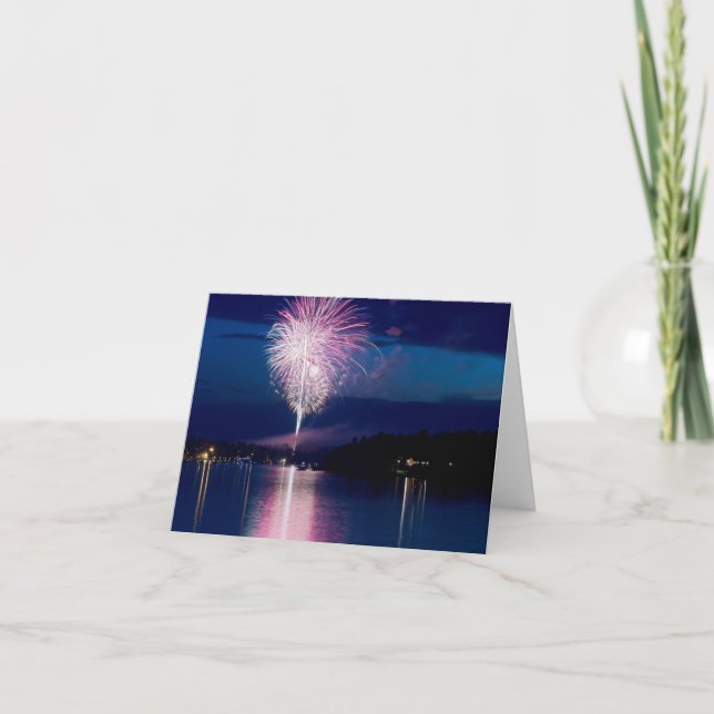 Cartão Celebração de fogos de artifício no East Gull Lake (Frente)