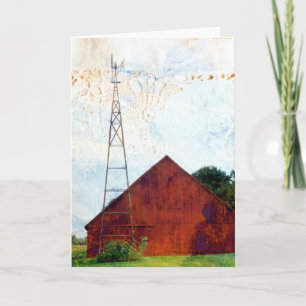 Cartão Celebração de Mídia Mista Red Barn