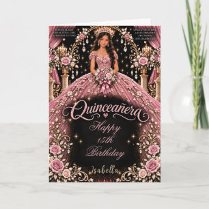 Cartão Celebração de Quinceañera Rosa