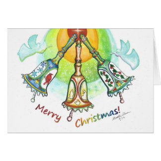 Cartão Celebração do inverno, cardeais, azevinho, neve