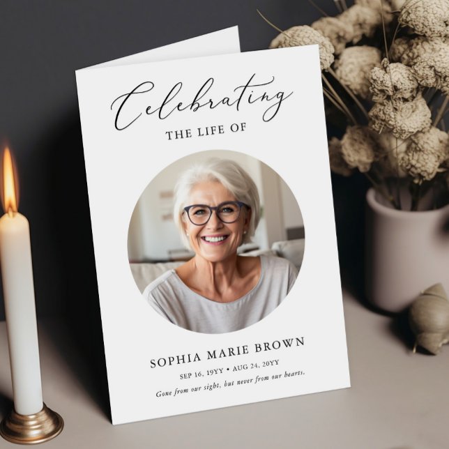 Cartão Celebração Do Life Photo Funeral Memorial Program (Criador carregado)