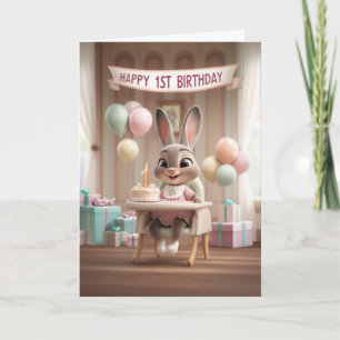 Cartão Celebração do Primeiro Aniversário do Adorável Beb