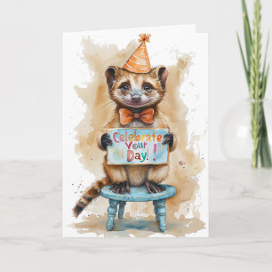 Cartão Celebração Engraçada do Festa Ferret Birthday
