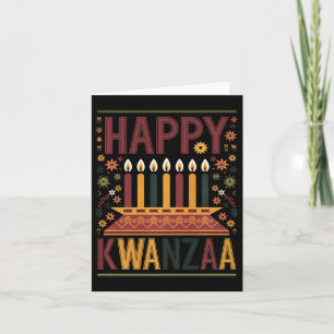 Cartão Celebração Feliz do Kwanzaa Kinara Velas e Flores