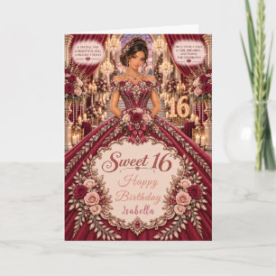Cartão Celebração Sweet 16 Burgundy