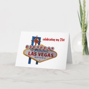 Cartão Celebrando minha aniversário de 21 anos Las Vegas 