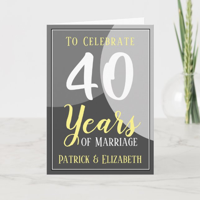 Cartão Celebrar 40 anos de Casamento (Frente)