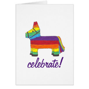 Cartão Celebrar o Orgulho do Partido Rainbow Donkey Piñat