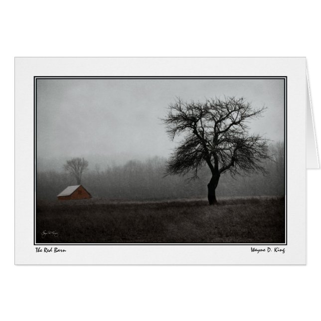 Cartão Celeiro & árvore de Apple vermelhos (Frente Horizontal)