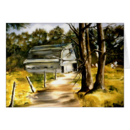 Cartão Celeiro da casa da quinta em pintura a óleo