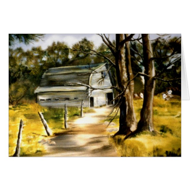 Cartão Celeiro da casa da quinta em pintura a óleo (Frente horizontal)