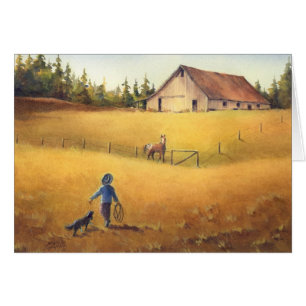 Cartão CELEIRO, MENINO do APPALOOSA & CÃO VELHOS por
