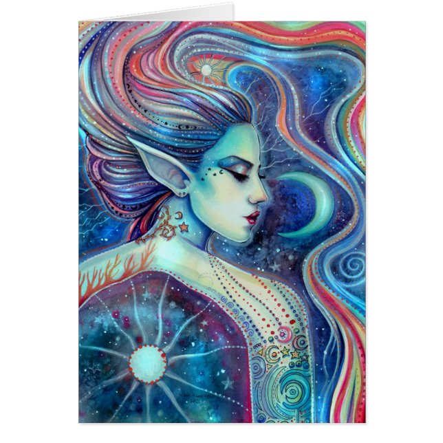 Cartão Celesta Surreal Fairy Fantasy Art Celestial (Frente)