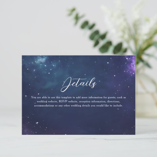 Cartão Celestial de Detalhes de Casamento com Mono (Em pé/Frente)