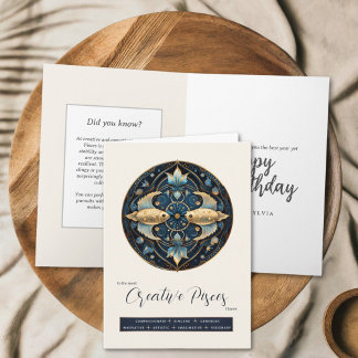 Cartão Celestial Fantasy Símbolo Zodiac Peixes Aniversári