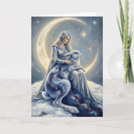 Cartão Celestial Galaxy Hare Moon Goddess Fantasy Art
