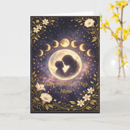 Cartão Celestial Moon Phases Floral Night Sky Design