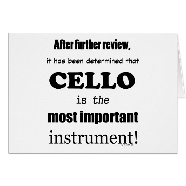 Cartão Cello Most Important Instrument (Frente Horizontal)